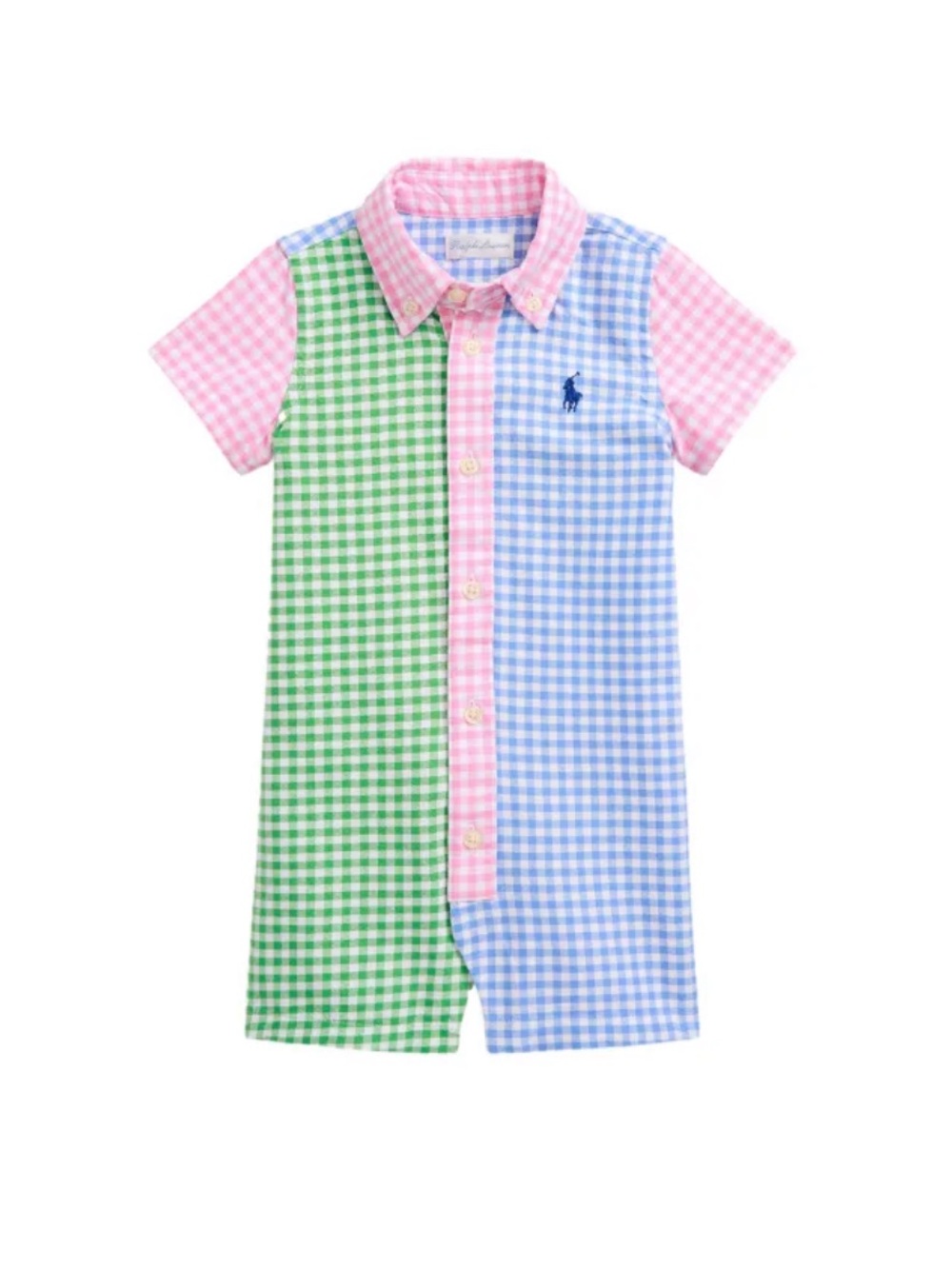 Polo Ralph Lauren Colorblock Gingham Baby Romper Quiet Luxury